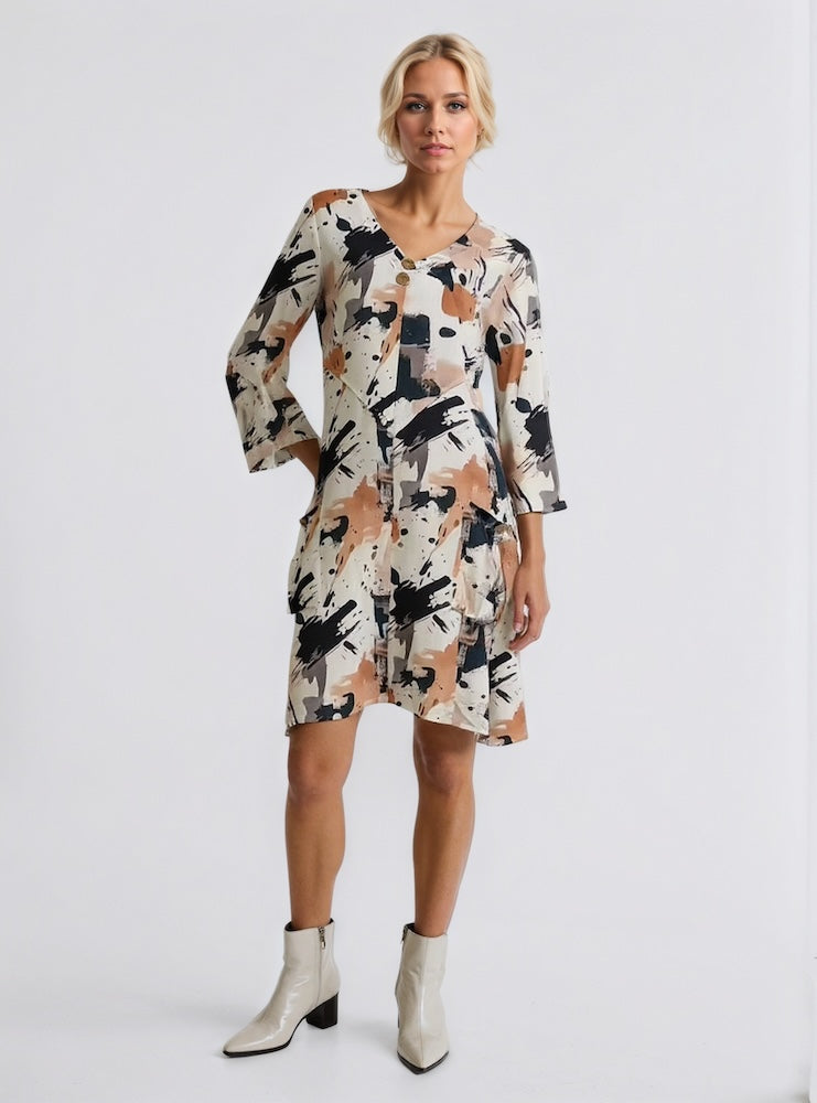 6121 Button Pocket Short Sleeve Dress