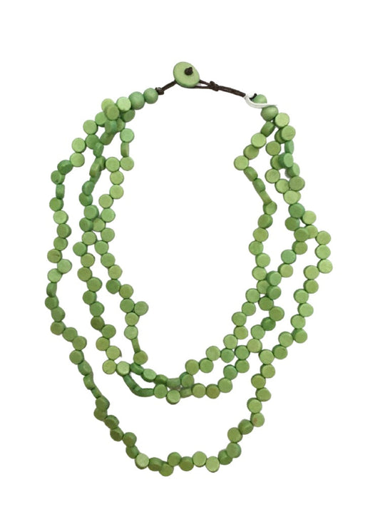 Whimsical 3-Layered Wooden Beaded Necklace N6-5178F