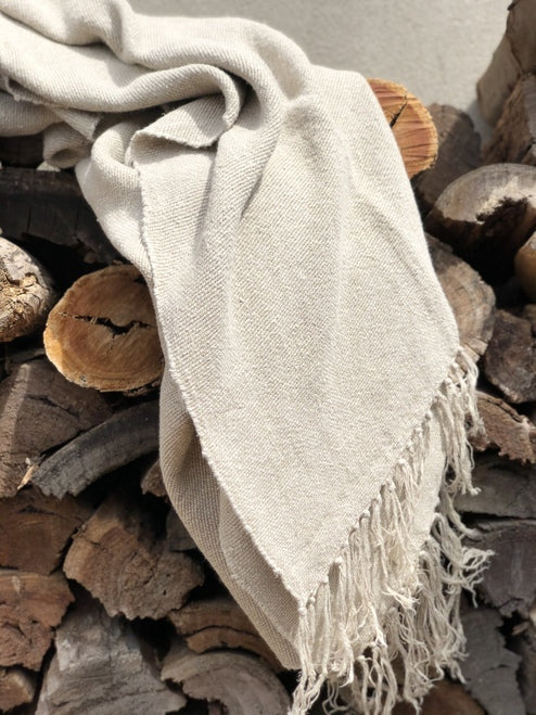 Throw-Natural-Alder Handloomed 100%Linen 130X190Cm