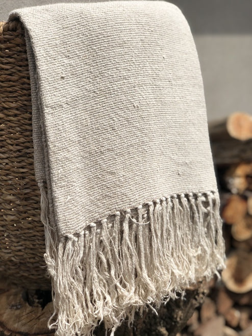 Throw-Natural-Alder Handloomed 100%Linen 130X190Cm
