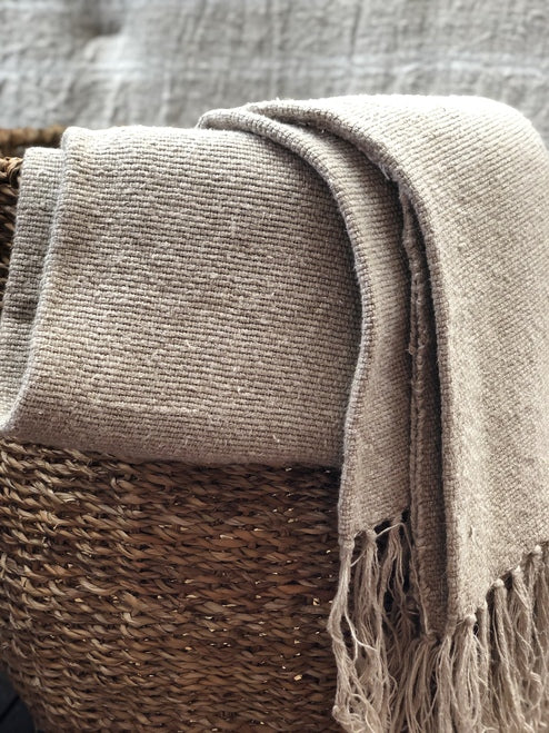 Throw-Natural-Alder Handloomed 100%Linen 130X190Cm