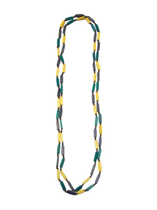 Long Wooden Bead Necklace Yellow Pop N6-2413TEM