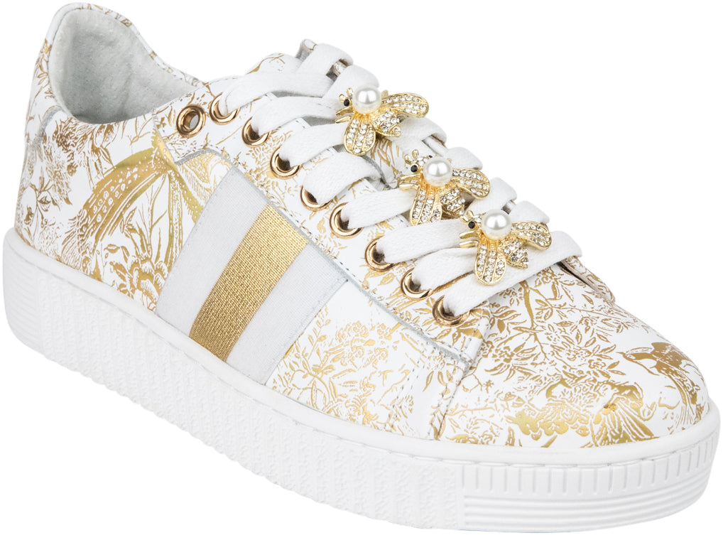Bee-White/Gold Flower