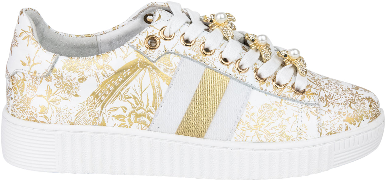 Bee-White/Gold Flower
