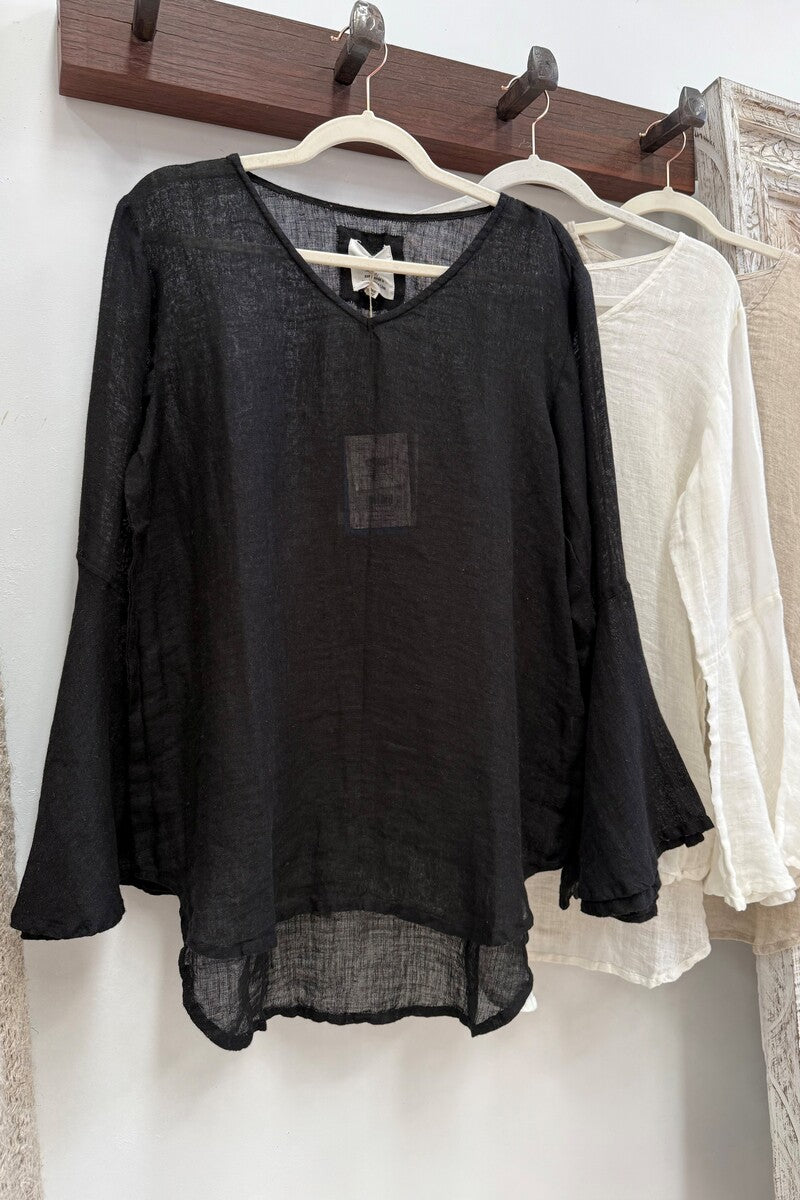 Adele Bell Sleeves Top Black