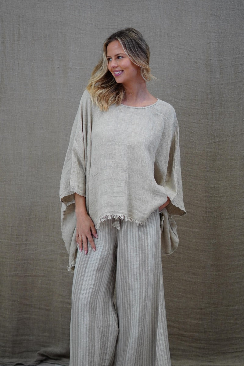 Alice Fringed Poncho Natural Combo