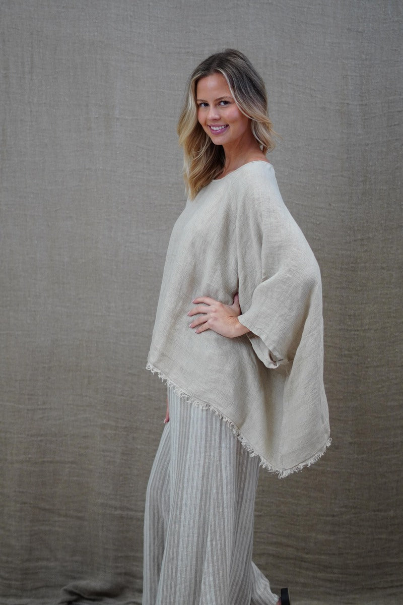 Alice Fringed Poncho Natural Combo
