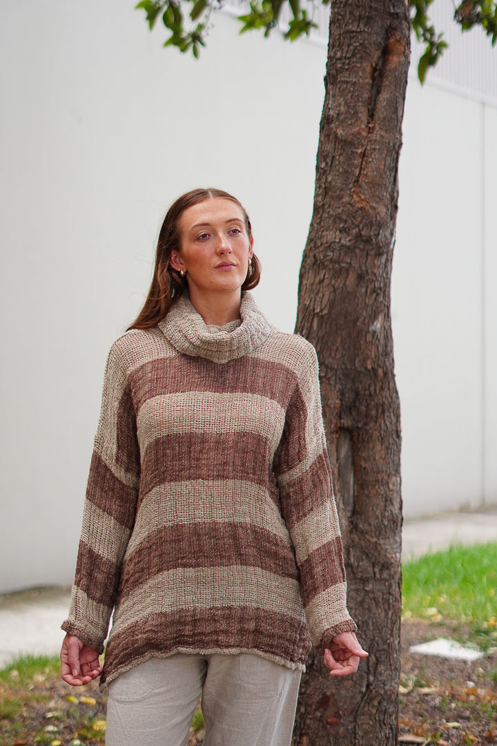 Allegra Jumper Brown & Natural Stripes (Limited Stock)