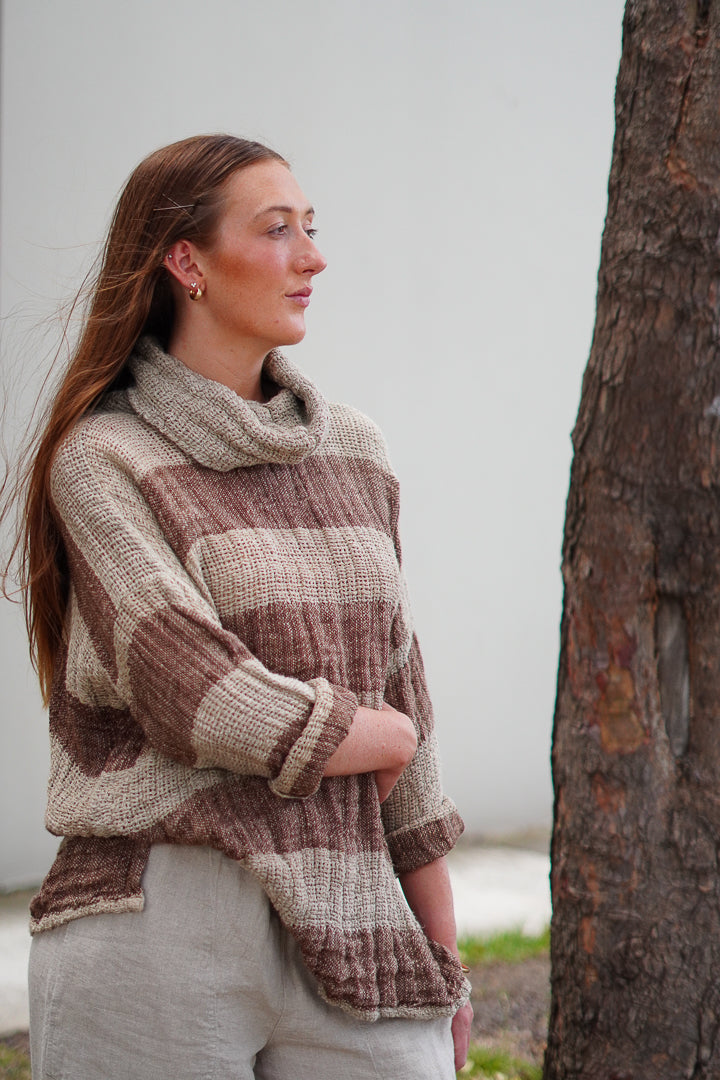 Allegra Jumper Brown & Natural Stripes (Limited Stock)