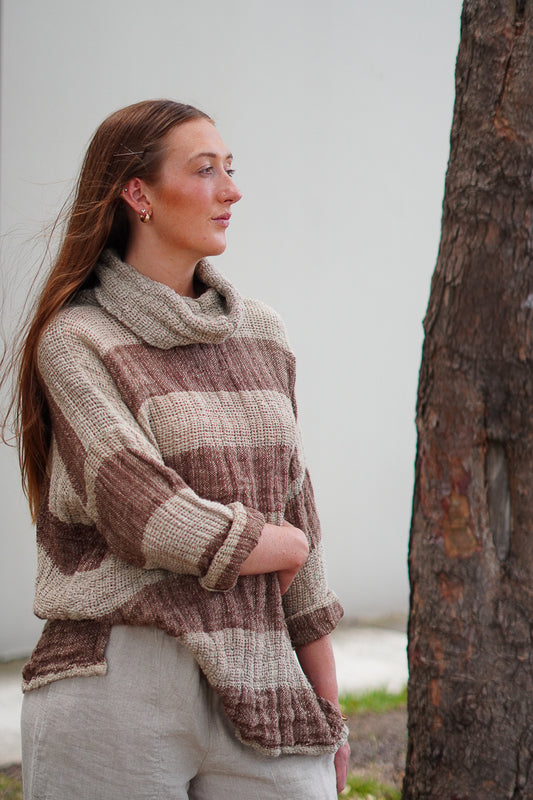 Allegra Jumper Brown & Natural Stripes (Limited Stock)
