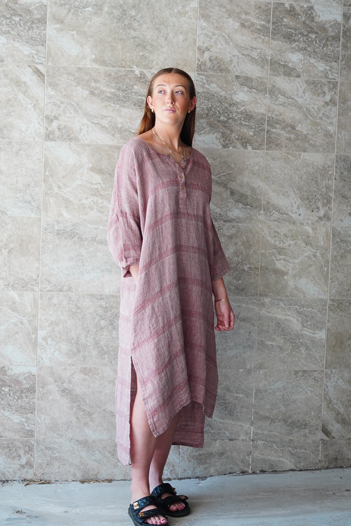 Amara Kaftan Mahogany & Natural Stripes