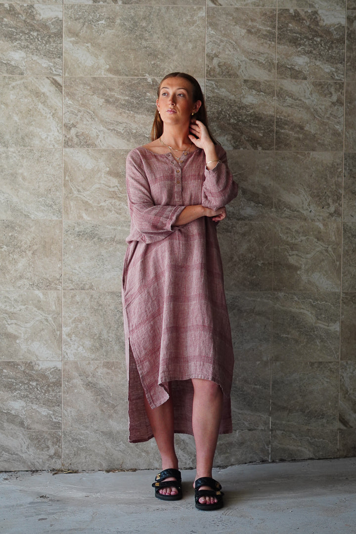 Amara Kaftan Mahogany & Natural Stripes