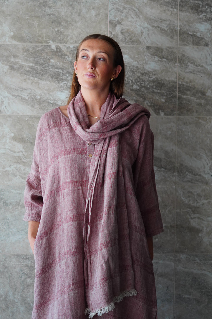 Amara Kaftan Mahogany & Natural Stripes