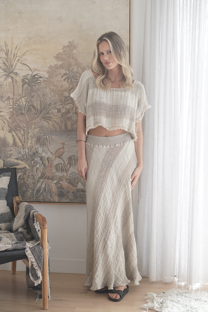 Antonella Crop Top Natural & White Ombre