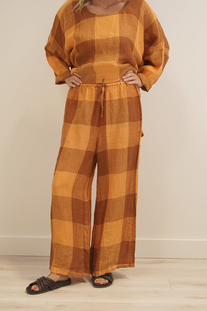 Ari Ease Pants Spiced Ochre Check