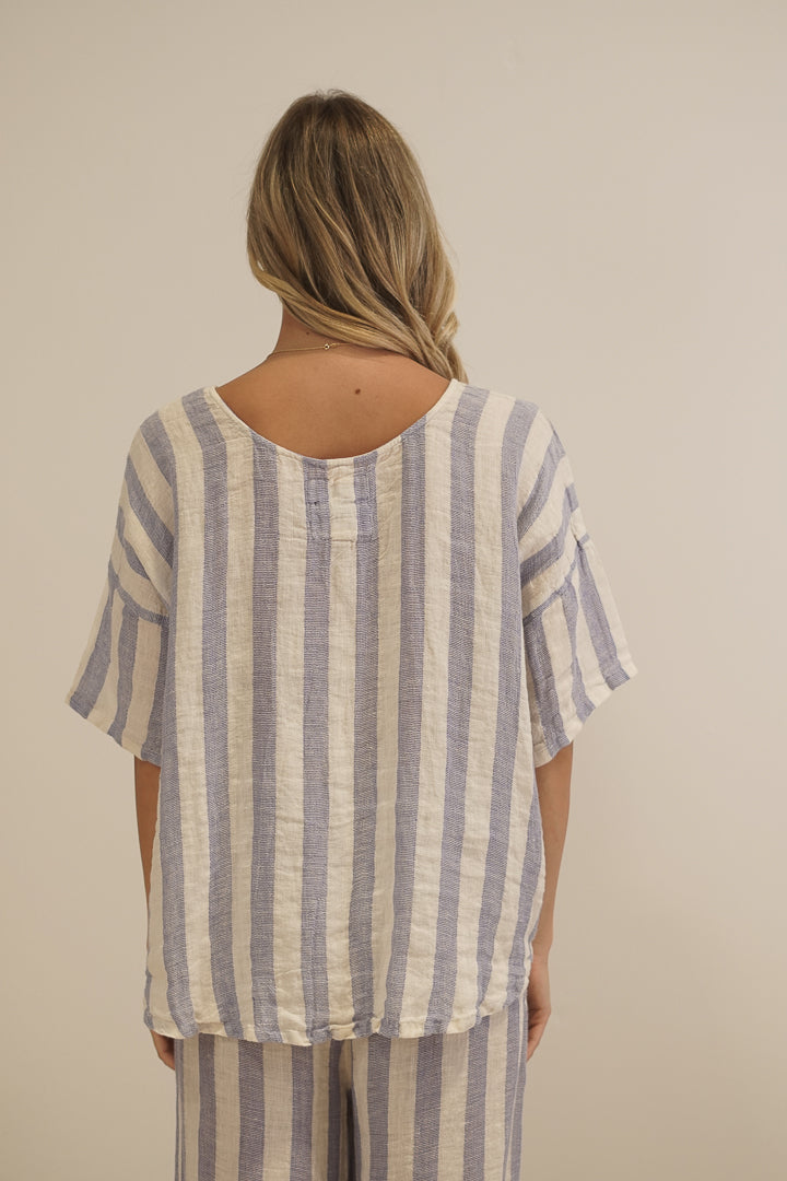 Barbara Top Heather Blue Check/Combo