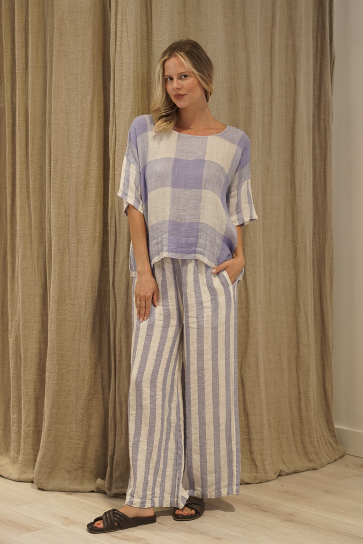 Barbara Top Heather Blue Check/Combo