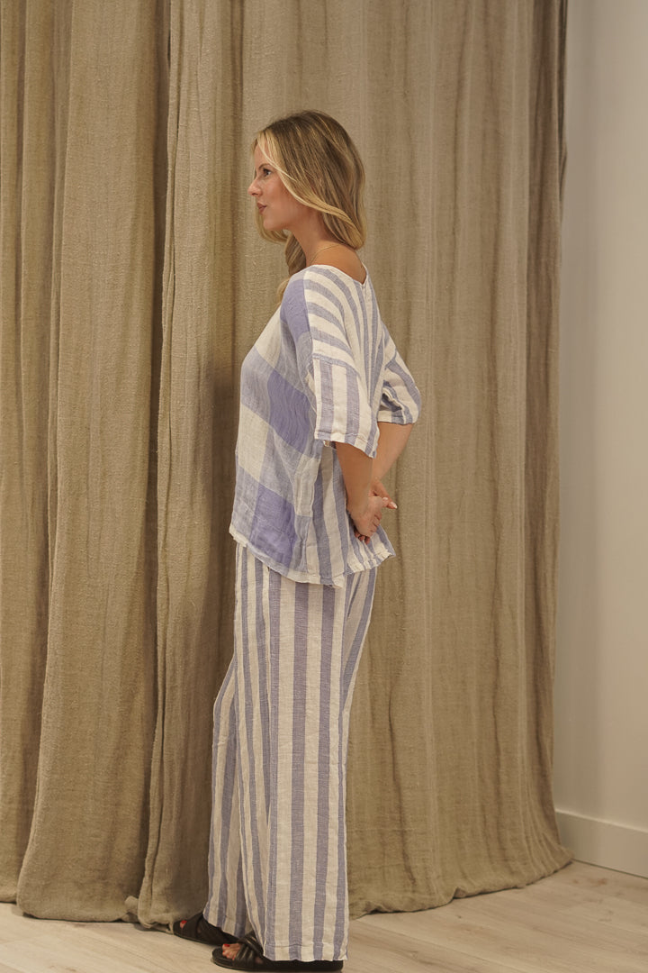 Barbara Top Heather Blue Check/Combo