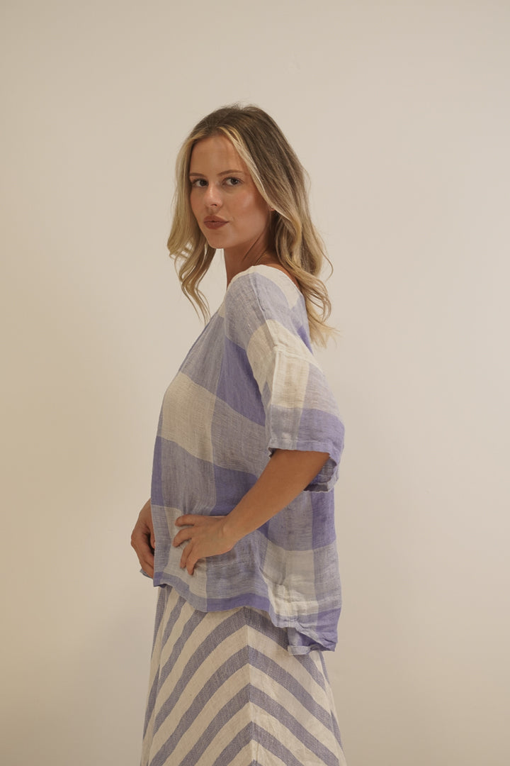 Barbara Top Heather Blue Check