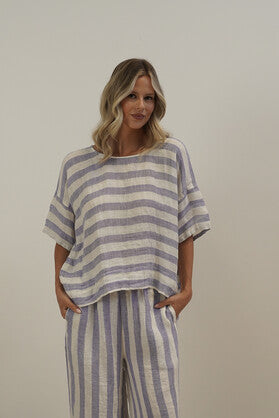 Barbara Top Heather Blue Combo