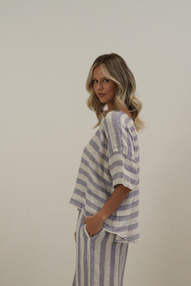 Barbara Top Heather Blue Combo