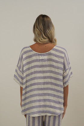Barbara Top Heather Blue Combo