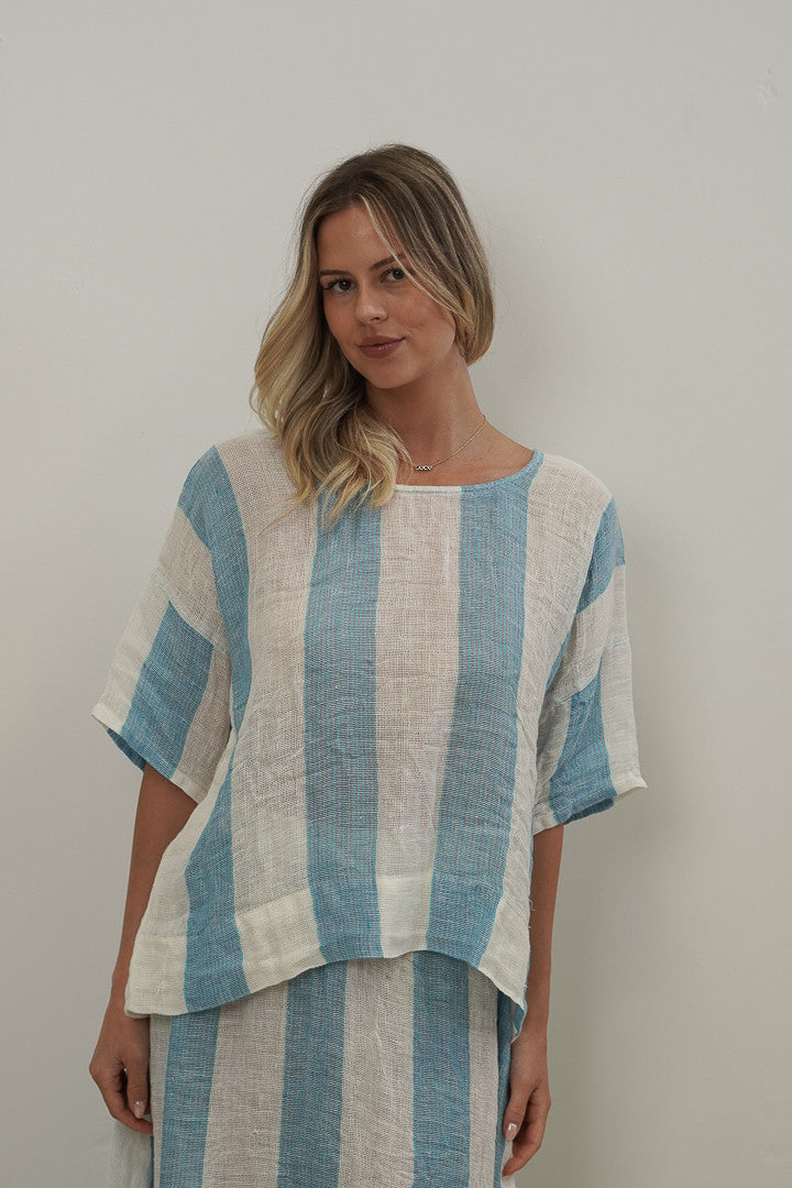 Barbara Top Coastal Sky Stripes