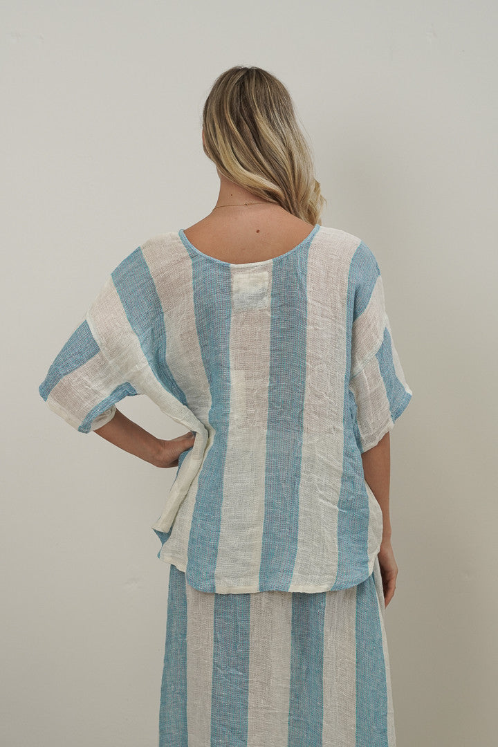 Barbara Top Coastal Sky Stripes