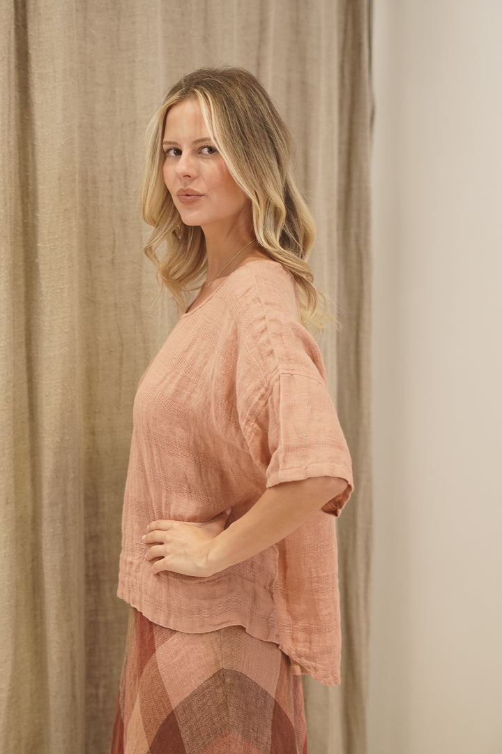 Barbara Top Cameo Brown Check
