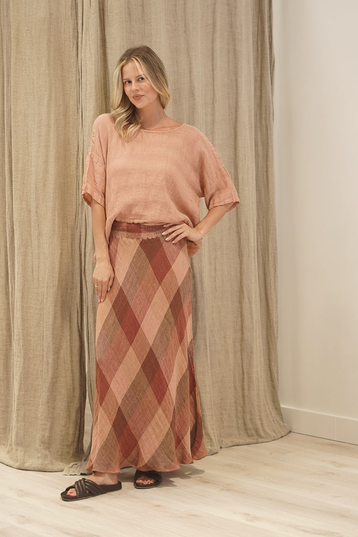 Barbara Top Cameo Brown Check