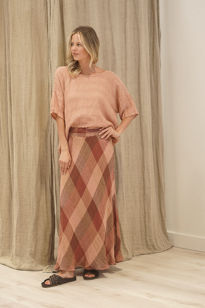 Barbara Top Cameo Brown Check