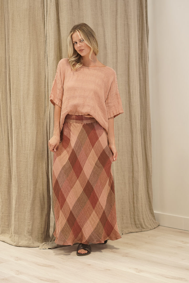 Barbara Top Cameo Brown Check