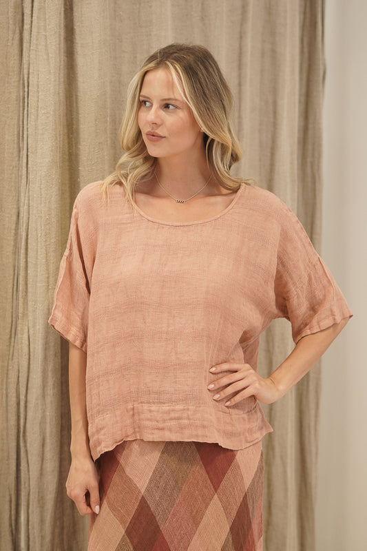 Barbara Top Cameo Brown Check