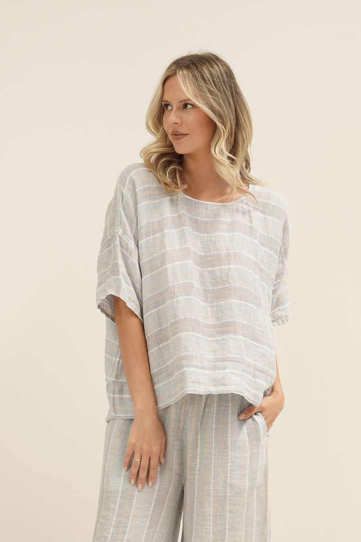 Barbara Top Lemon Sorbet Multi Stripes
