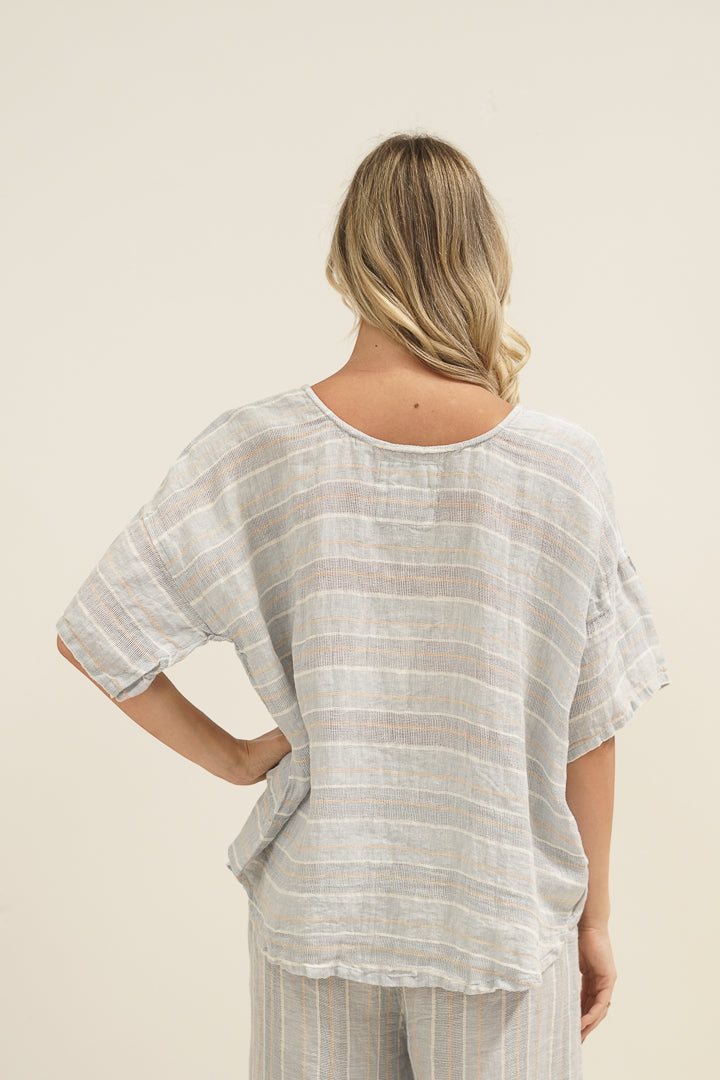 Barbara Top Lemon Sorbet Multi Stripes