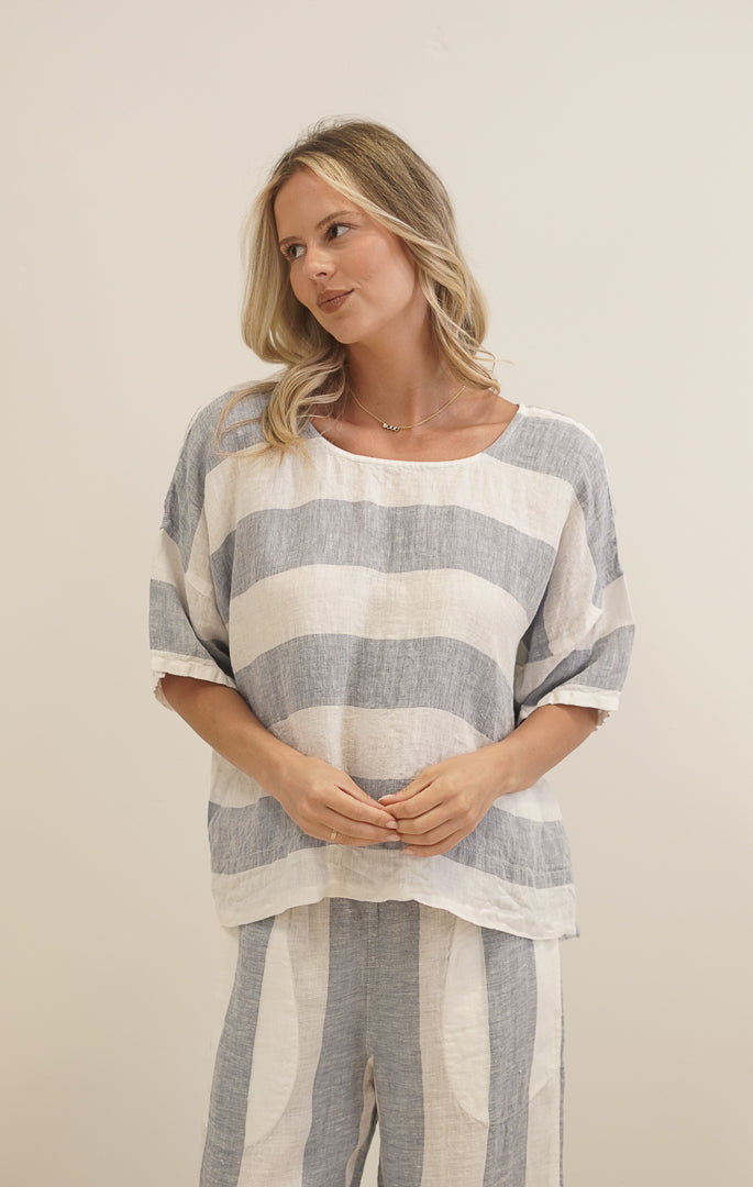 Barbara Top Corn Blue Stripes