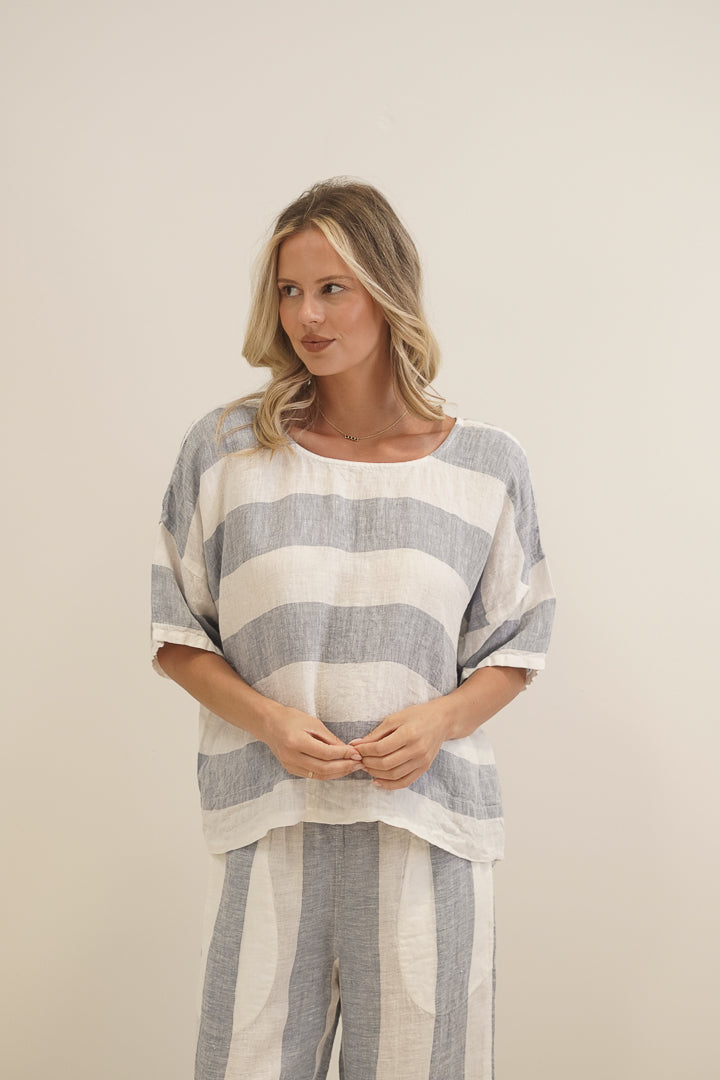 Barbara Top Corn Blue Stripes