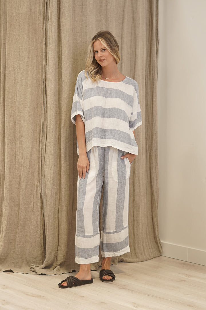 Barbara Top Corn Blue Stripes