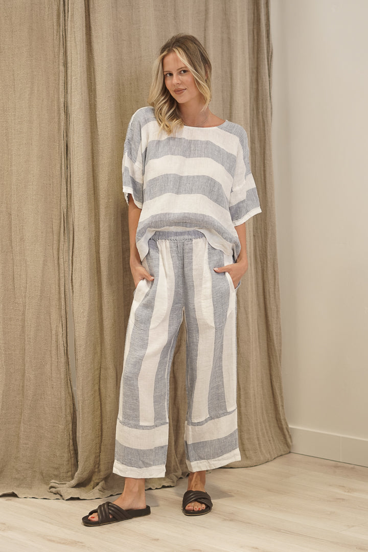 Barbara Top Corn Blue Stripes