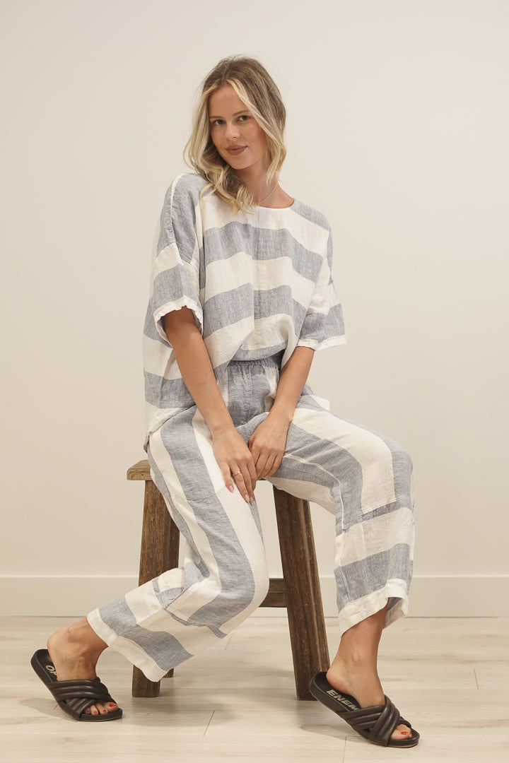 Barbara Top Corn Blue Stripes