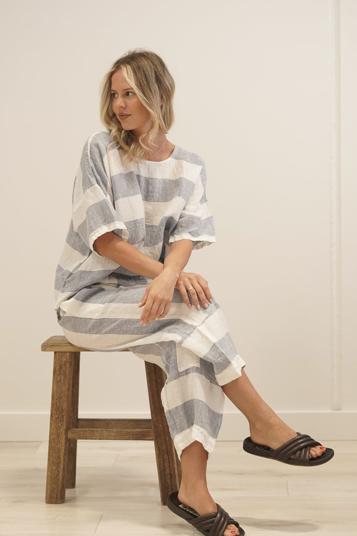 Barbara Top Corn Blue Stripes