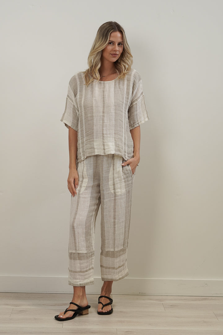 Barbara Top Natural Stripey