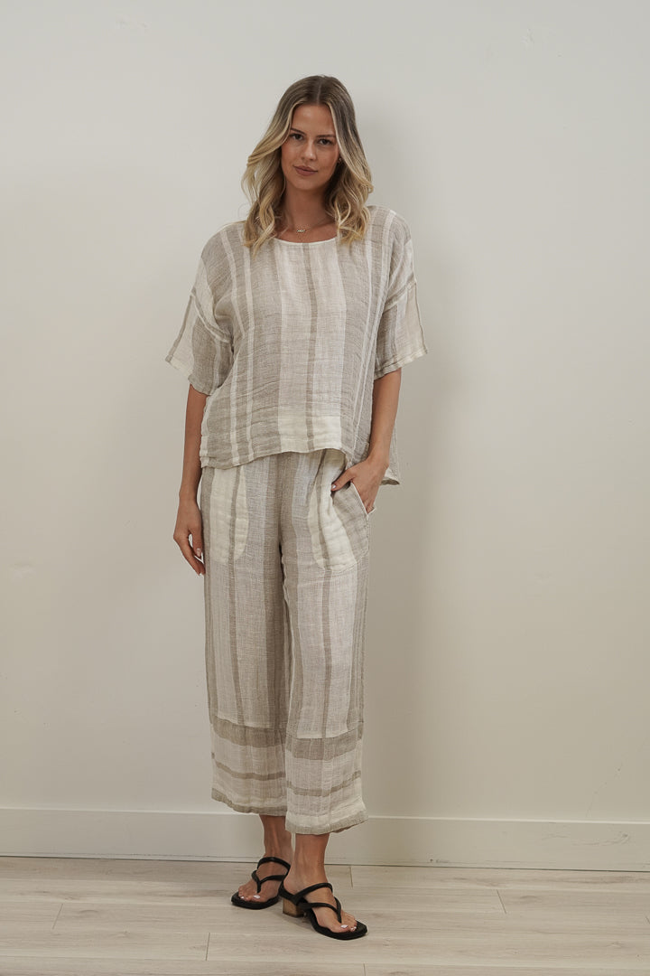 Barbara Top Natural Stripey