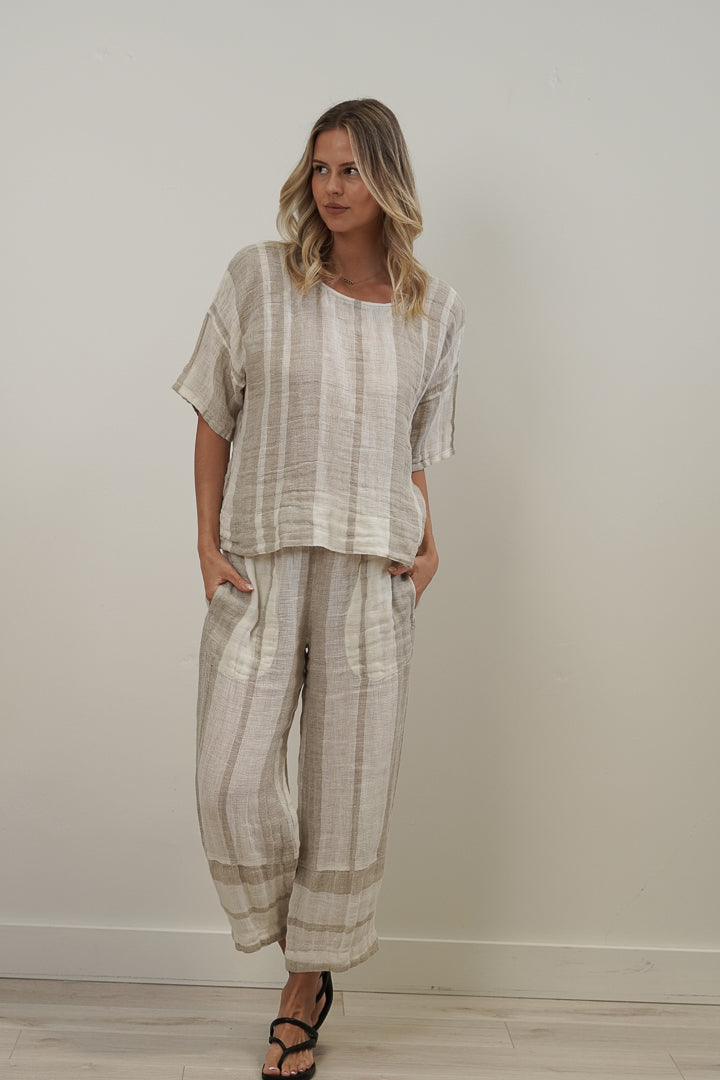 Barbara Top Natural Stripey