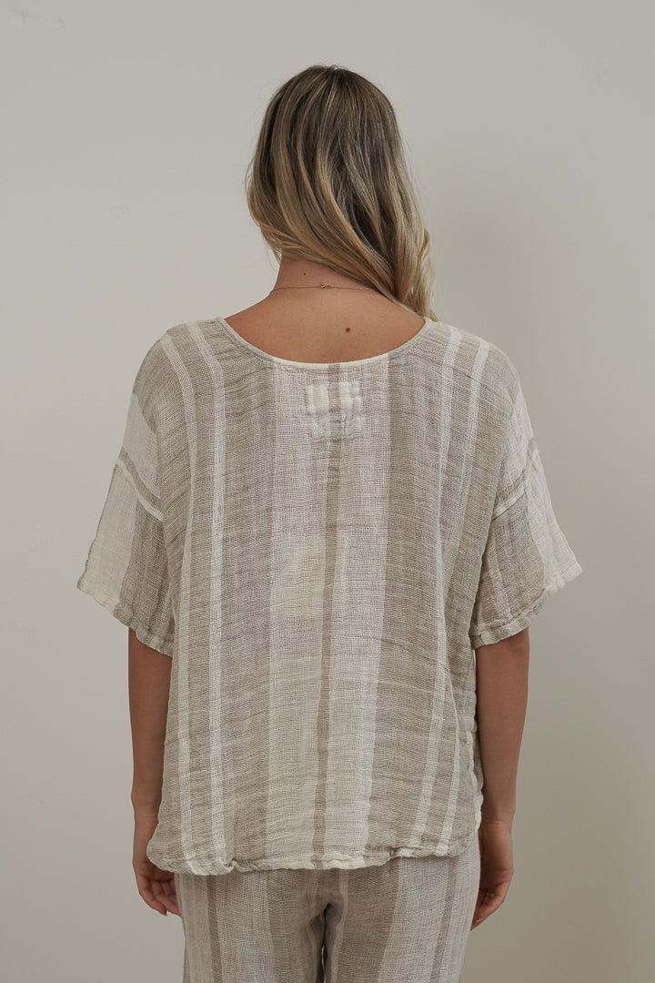 Barbara Top Natural Stripey