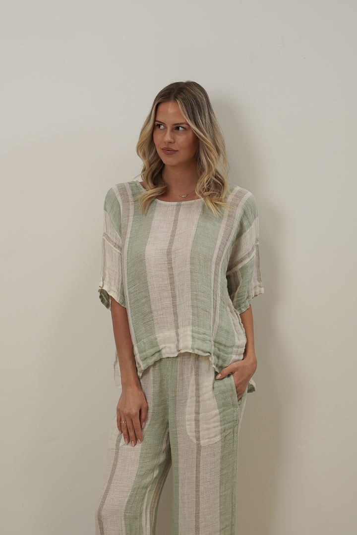 Barbara Top Reseda Stripey