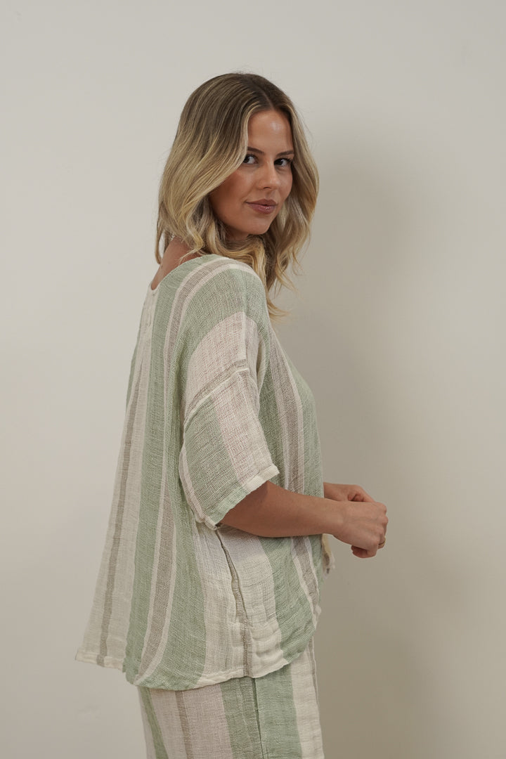 Barbara Top Reseda Stripey