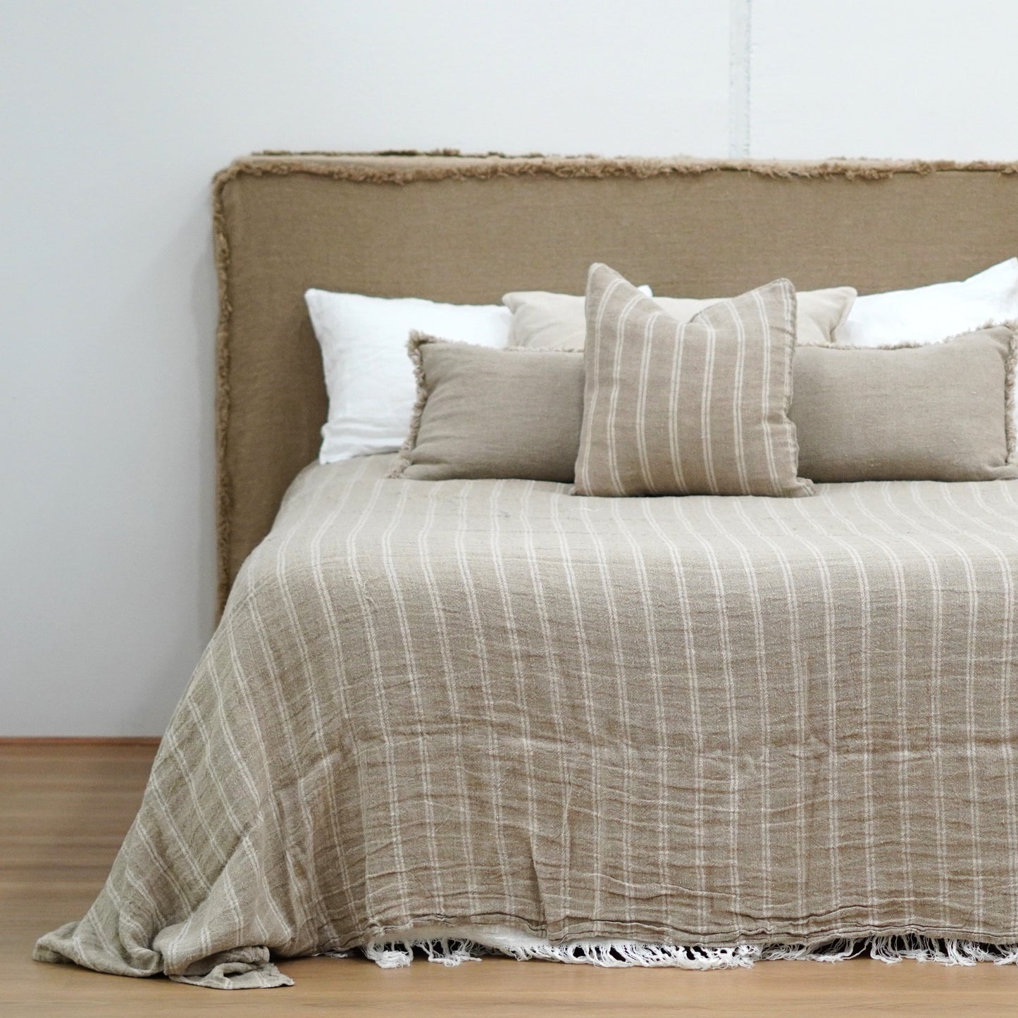 Cushion Cover - White Stripe Handloomed Linen 50 X 50 Cm