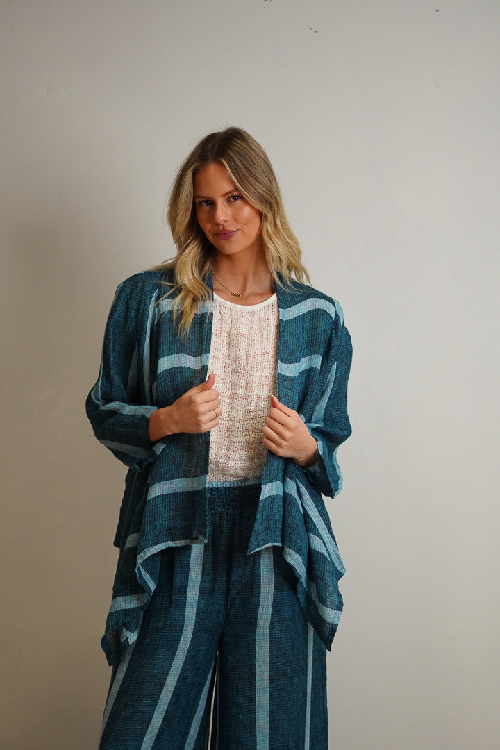 Bianca Jacket Gemstone Blue Stripe Woven