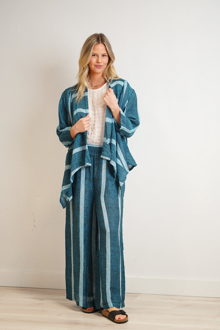 Bianca Jacket Gemstone Blue Stripe Woven